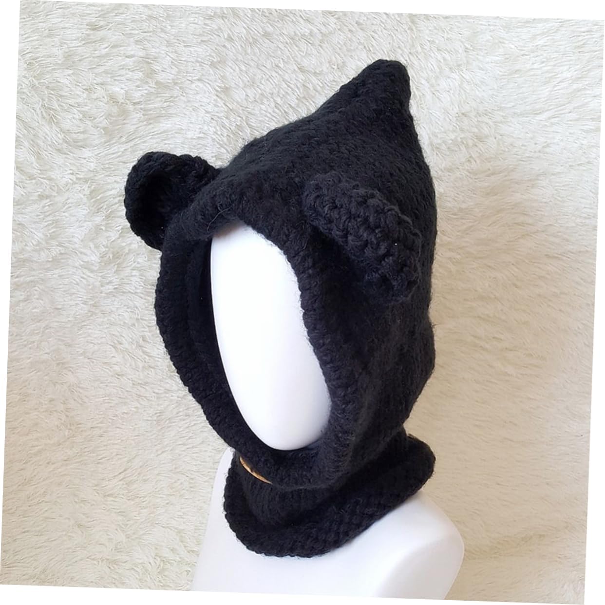 COLLBATH Handmade Knit Cape Hat Unicorns Design Boys and Girls Winter Beanie Beanies Hats Warm Scarf Hat for Cold Days Black