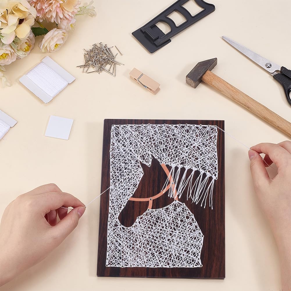 INFUNLY Horse String Art Kit for Adults 7.9x5.9 Pony String Art Kit with Wood Photo Frame 3D Animal All-Inclusive DIY Crafts Kit with Instruction Easy to Make for Home Wall Decor
