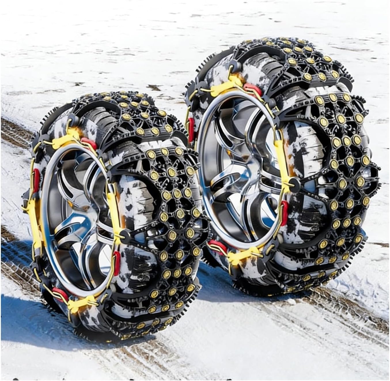 Winter Tire Chains,Car Chains For Snow,Snow Chain,For Light Truck, Suv, Cars, Pickups, 2 Pack Anti-Slip,With Nighttime Reflective Design(165/80 R14)