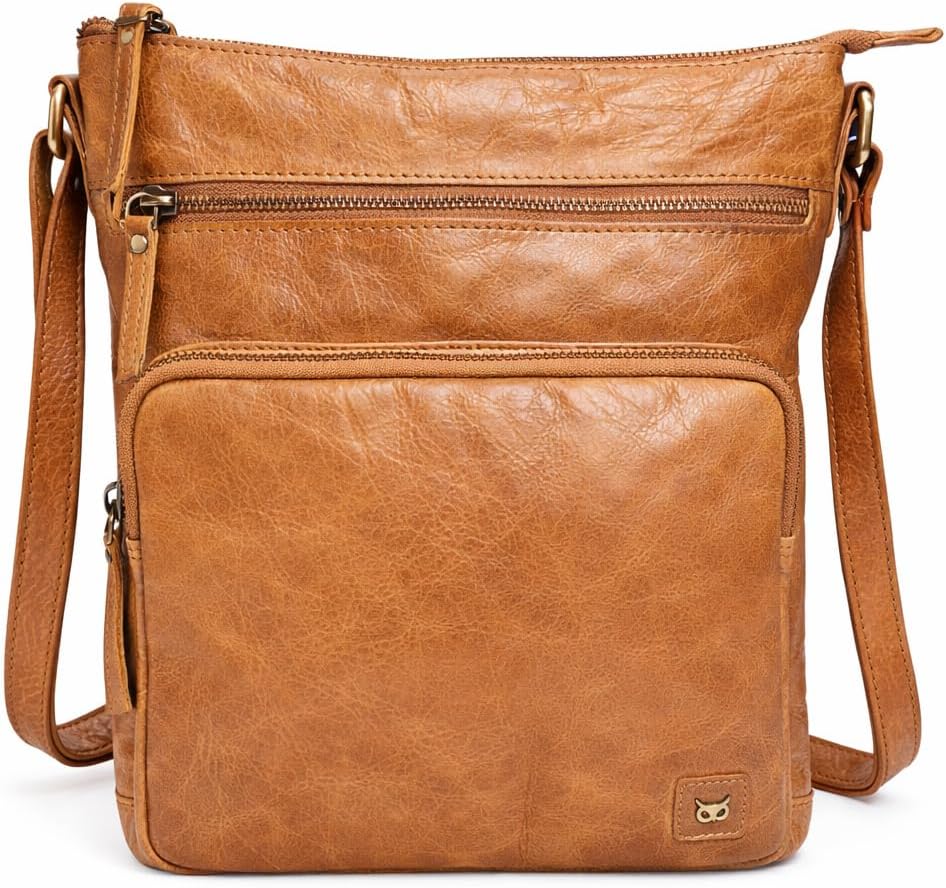 Genuine Leather Crossbody Bags for Women Handmade Sling Shoulder Purse Stylish Travel Handbag with Full Adjustable Strap