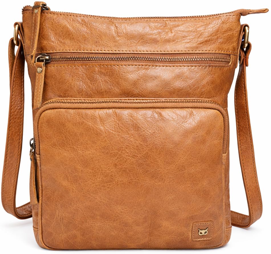 Genuine Leather Crossbody Bags for Women Handmade Sling Shoulder Purse Stylish Travel Handbag with Full Adjustable Strap