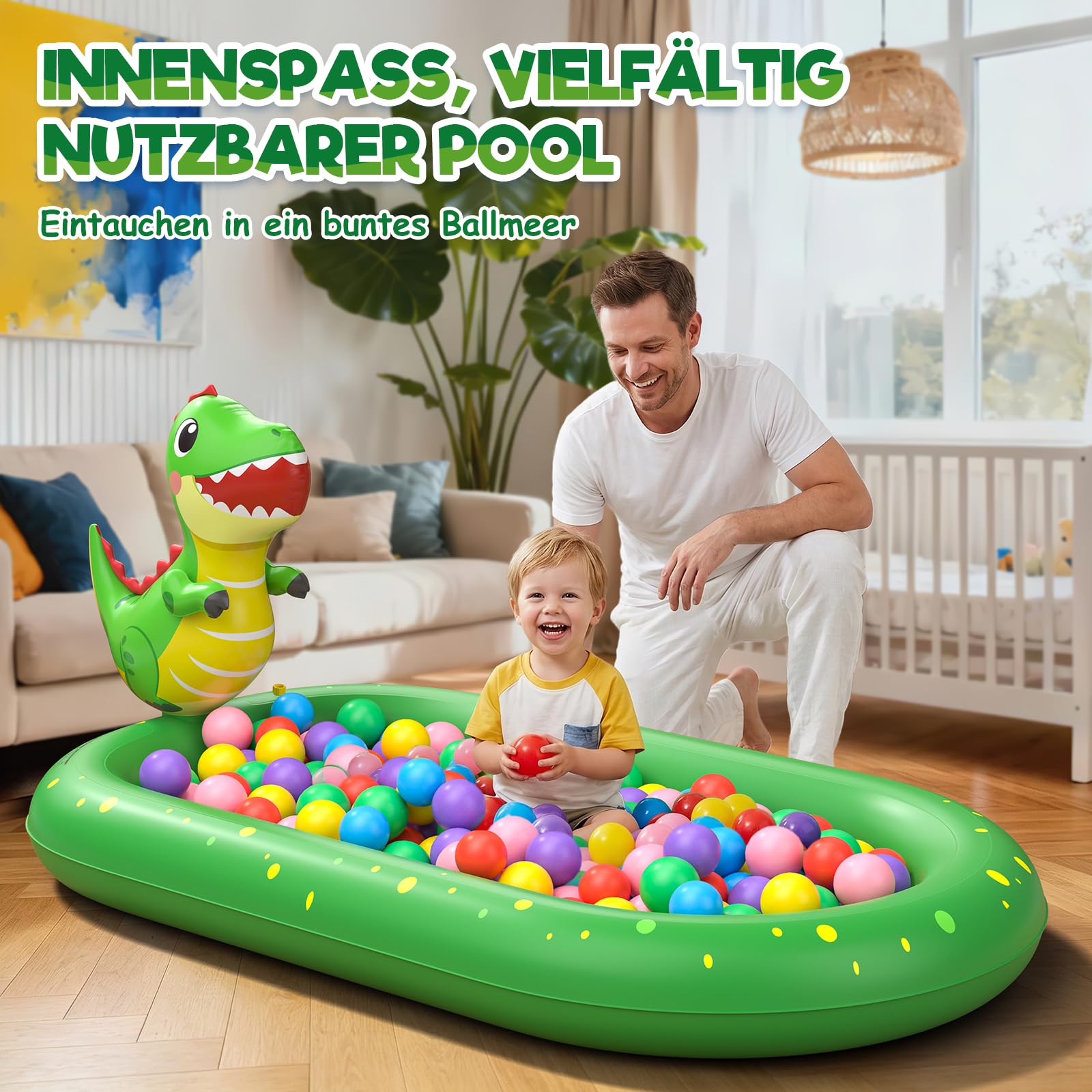 Planschbecken für Kinder, Aufblasbare Wassermatte für Kinder, Aufblasbares 3 in 1 Pool mit Dinosaurier Motiv, Wasserspielzeug für Sommer Garten Kinderpool, Geeignet für Jungen und Mädchen ab 1 Jahr