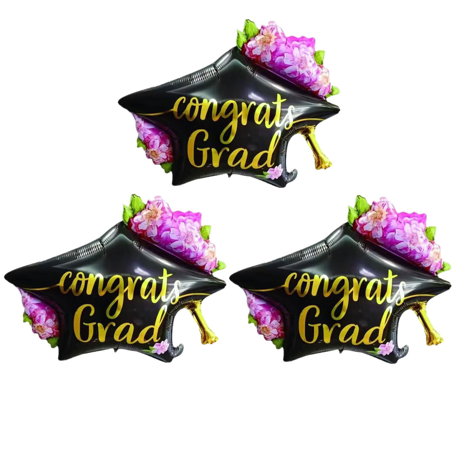 AVMBC Graduation Cap Balloons, Graduation Hat Balloon, Graduation Congrats Grad Foil Balloon for Graduation Party Decorations 3Pcs