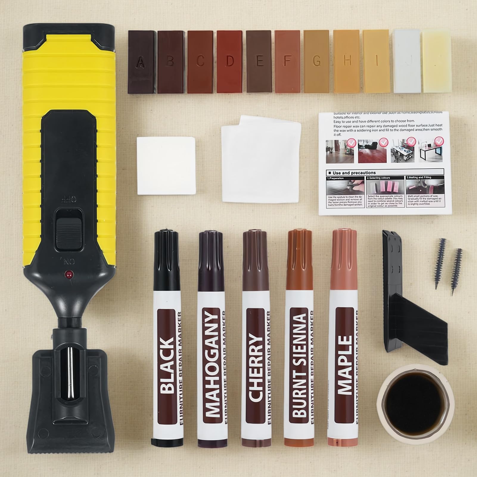 Kit reparación laminado Marcador pintura impermeable y pintable | Kit de reparación para muebles de madera Marcador pintura impermeable y pintable para armario, suelo, cocina, baño, puerta