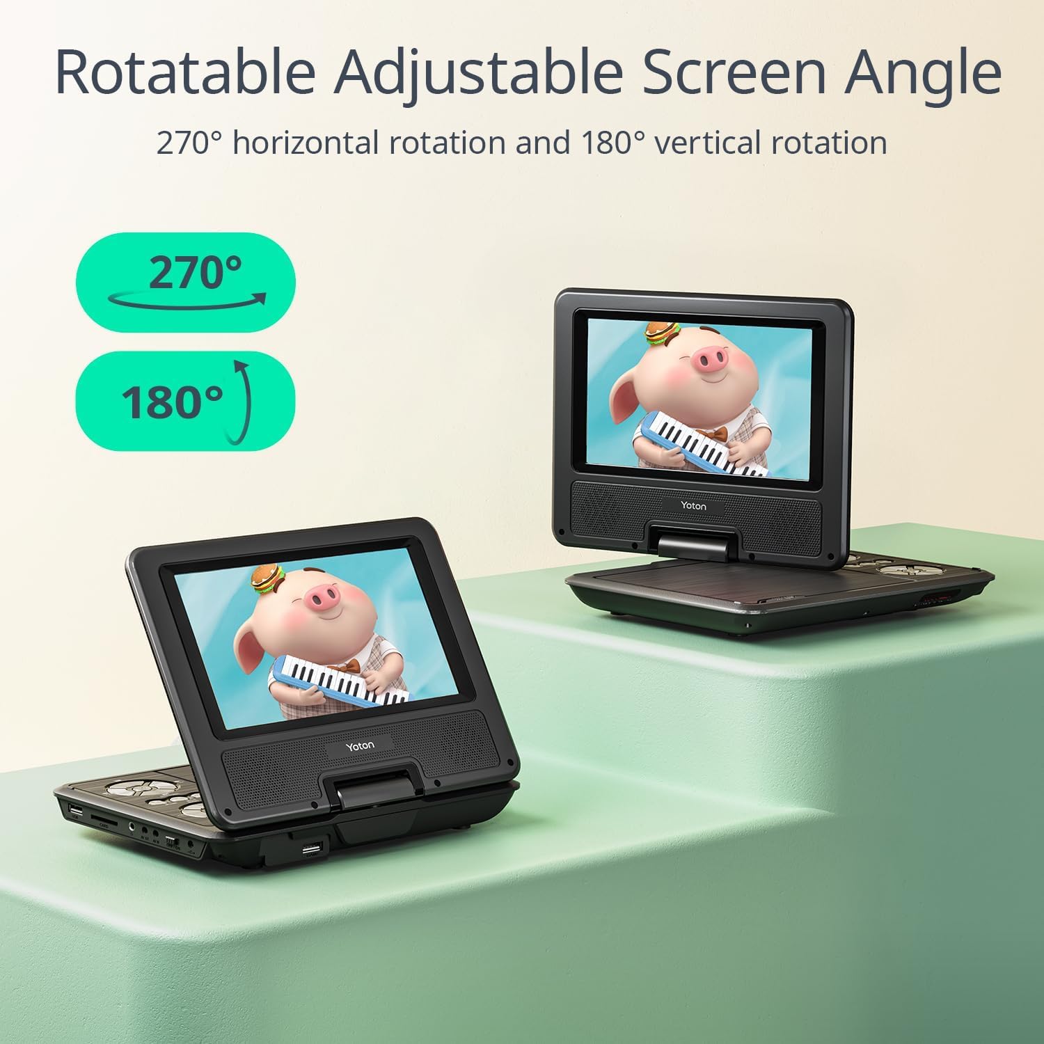 YOTON Portable DVD Player screen rotation demonstration