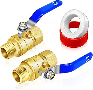 Full Port Ball Valves Kit, 1/2'' NPT Full Bore Ball Valves Set, 2pcs Full flow Ball Valves, Forged Brass Ball Valves with 1/2'' NPT Female to 1/2'' NPT Male Thread, for Water Oil and Gas Pipeline