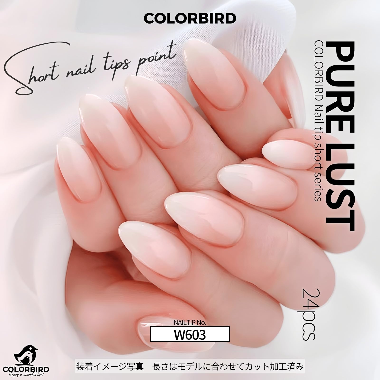 Amazon | COLORBIRD ネイルチップ ショート 24枚 ピンク ネイル 付け爪