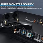 Monster Clarity 101Plus AirLinks Ecouteurs sans fil, Bluetooth 5.3 casques dans l'oreille avec étui de recharge, sons d'oreille stéréo, 28H Long temps de jeu, design imperméable pour le sport.