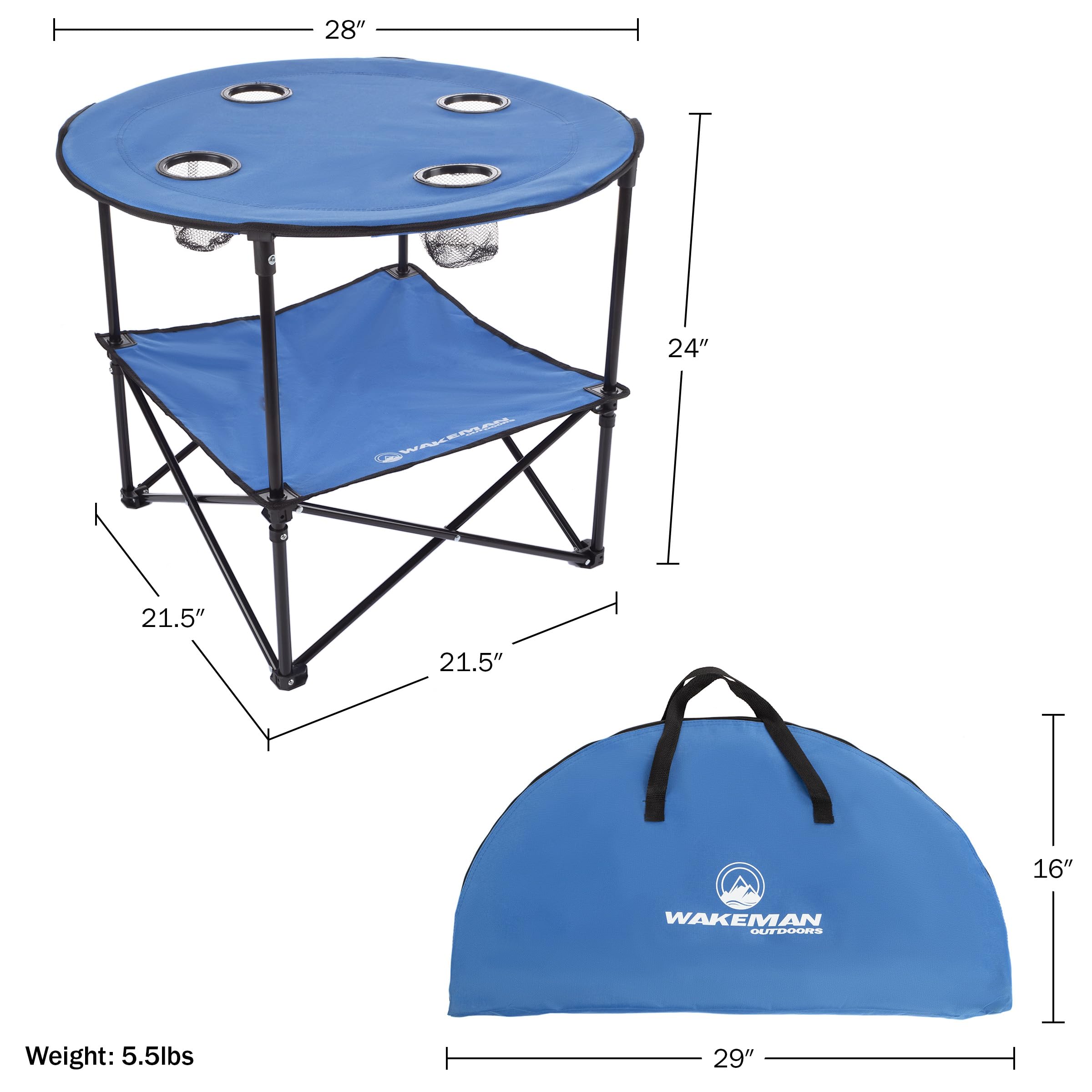 Amazon.com : Wakeman Camp Table - Round 2-Tier Folding Table with