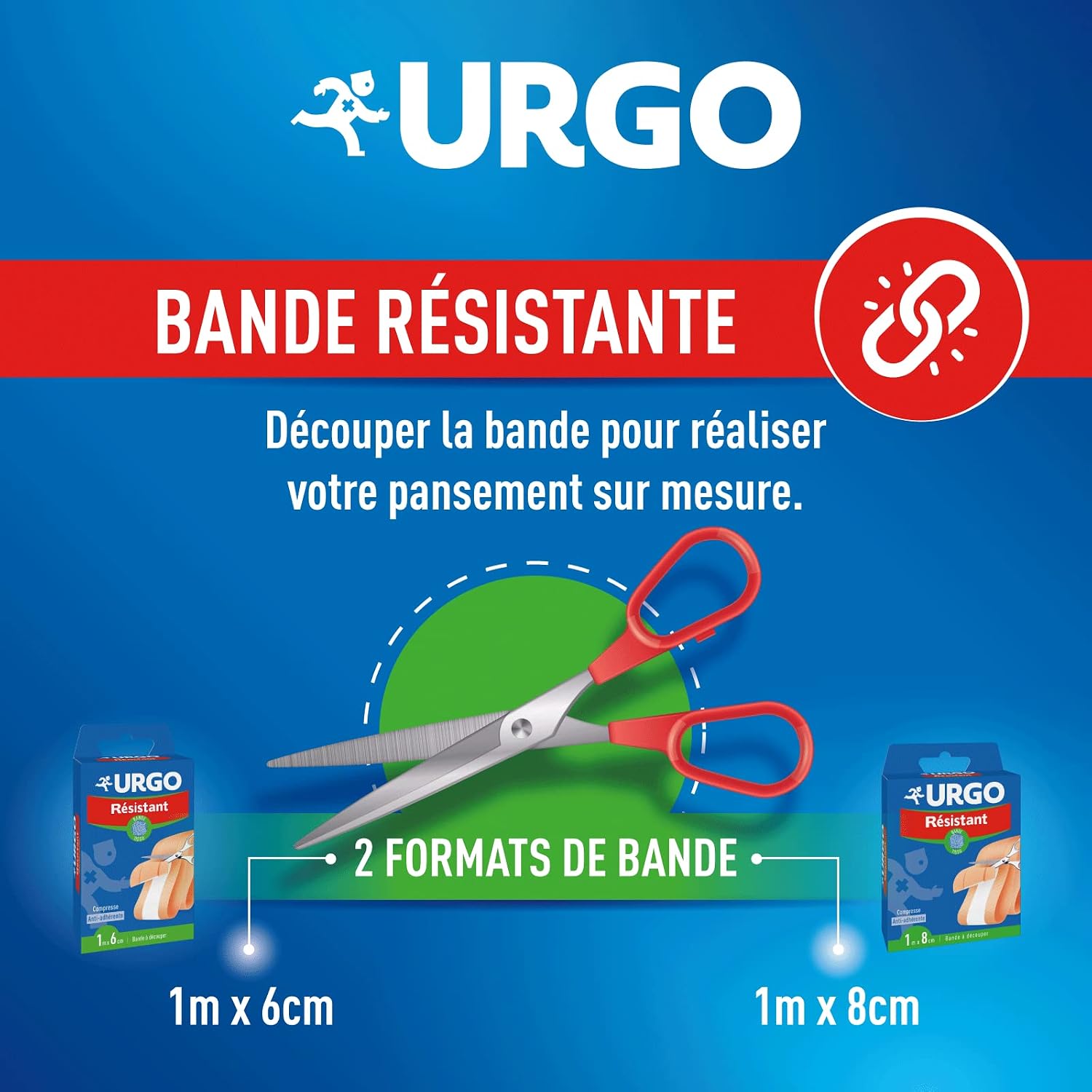 Urgo - Durable Cutting Tape - Fabric Tape - Non-Stick Compress - 1 x 8 cm, 1.8300, 1x0.08 m (Lot de 1) - Image 5