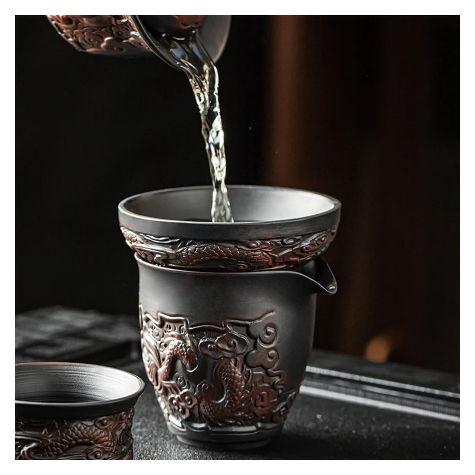 colador cerámica Infusor de té cerámica púrpura, colador, accesorios cocina, juego, filtro, porcelana blanca para Hogar y Oficina(E)