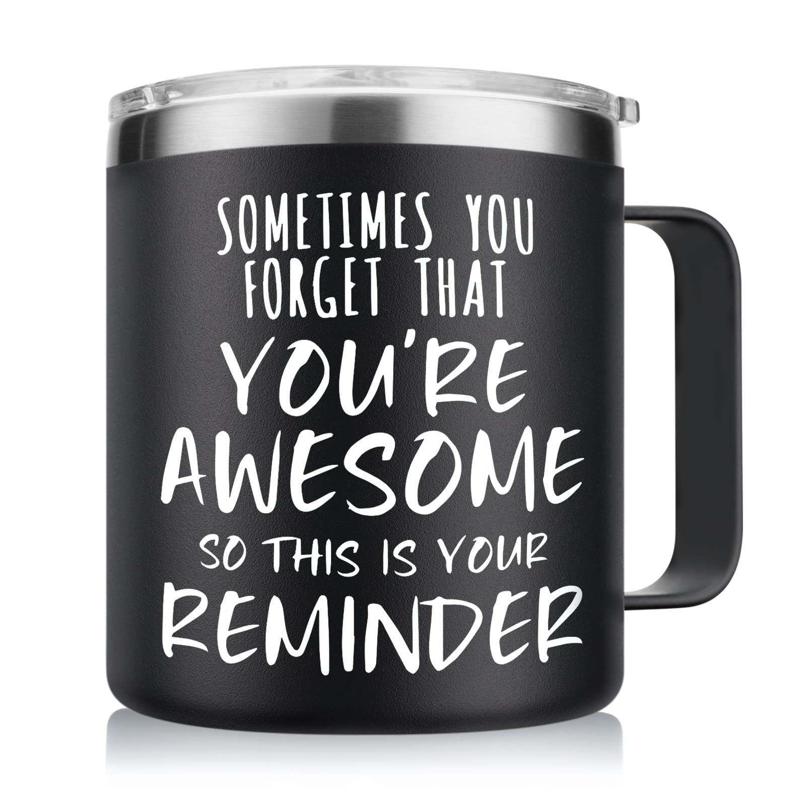 NOWWISH Inspirational Gifts for Men Women, Sometimes You Forget You're Awesome Coffee Mug, Thank You Gifts, Funny Birthday Gifts for Husband Dad, Coworker, Friends on Fathers Day, Black