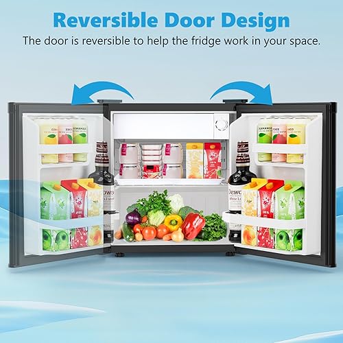 Miniatura 4 de 1.6 Cu.ft Mini Fridge with Freezer, Compact Single Reversible Door Refrigerator, Adjustable Thermostat, Ultra Quiet, Energy Efficient for Office,