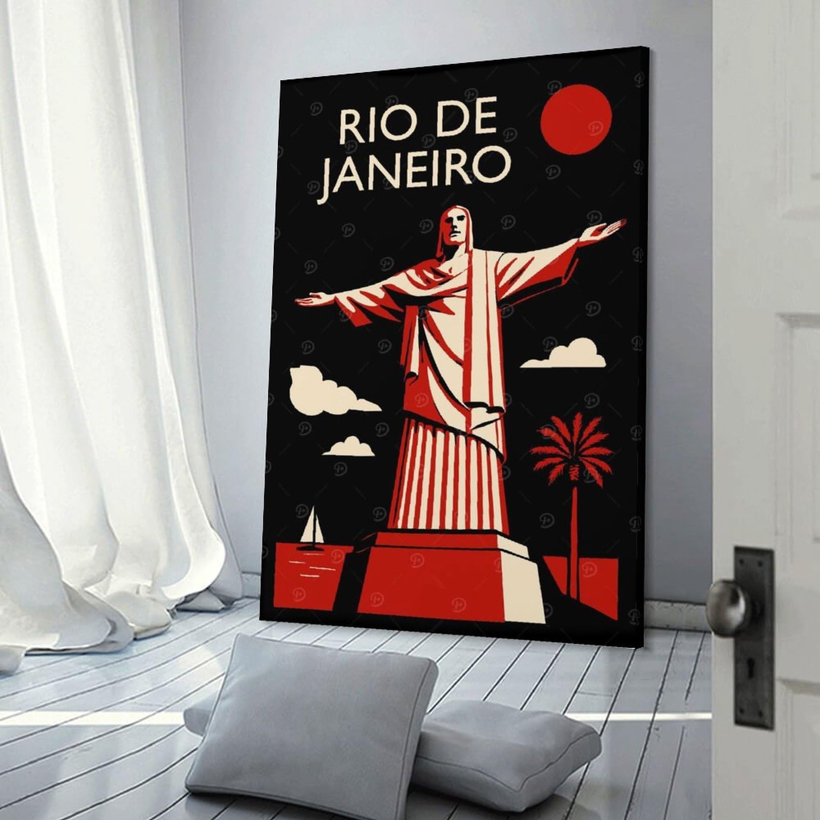Junmoney Canvas Art Print Rio De Janeiro Travel, 24x36inch(60x90cm), for Office, Study Or Home Workspace, Home Office Artwork with Decorative Appeal