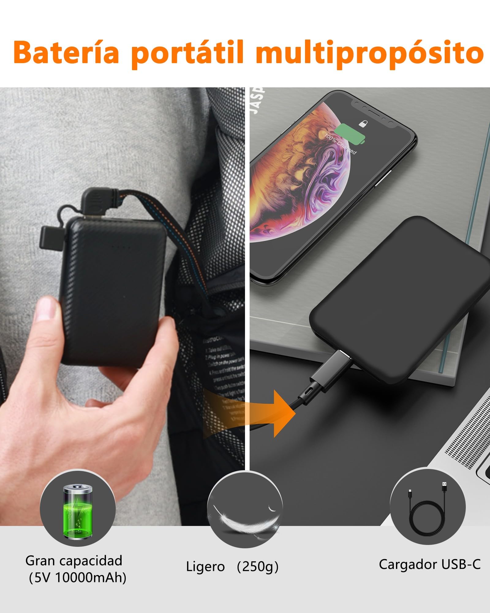 Chaqueta Calefactable Hombre con Batería 10000mAh, Chaquetas con Calefaccion con 5 Zonas, 3 Temperaturas, Control Doble, Ideal para Senderismo, Esquí y Acampar