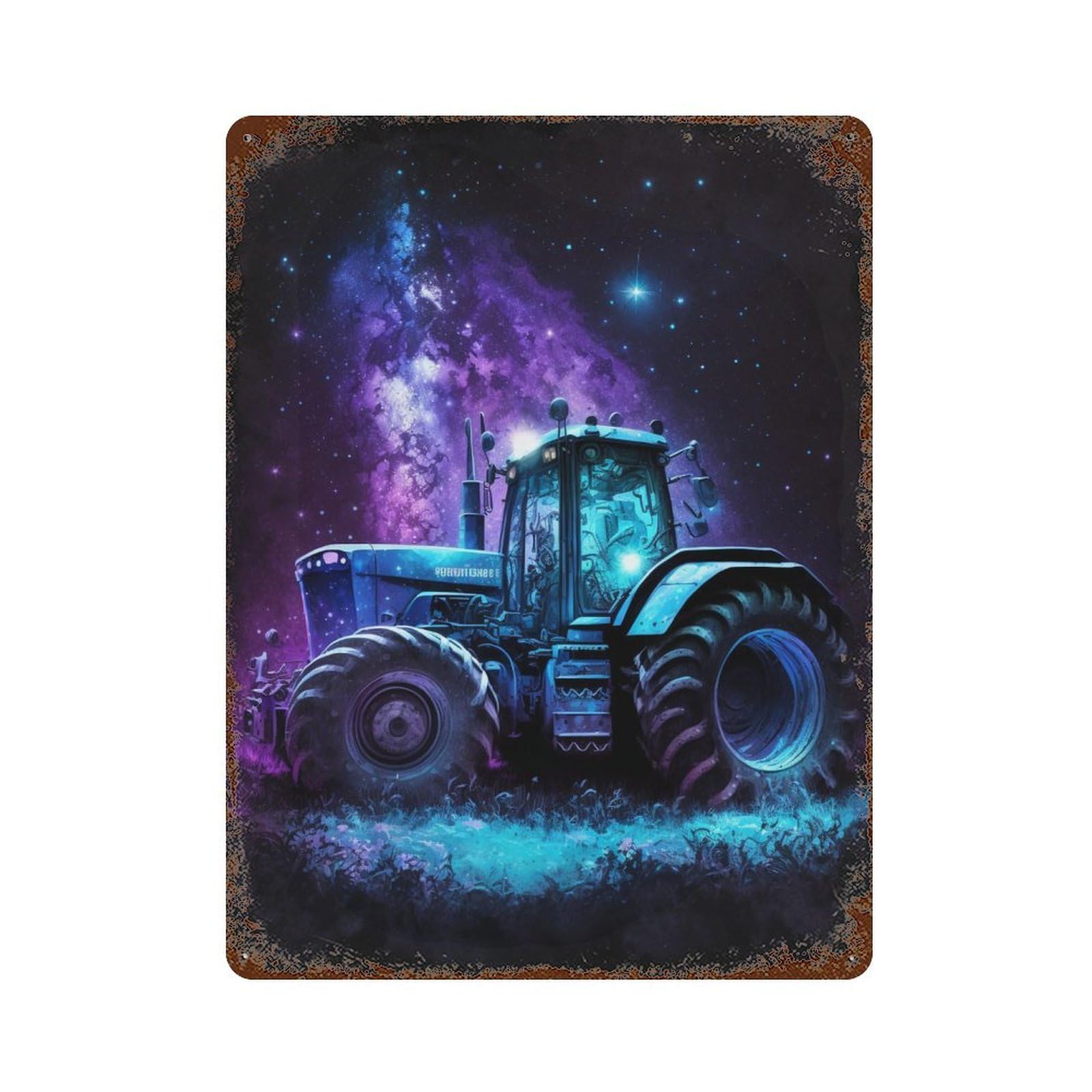 Galactic Tractor Adventure-3 Vintage Rust Metal Sign 15.7"x11.8", Ideal for Bistro, Counter And Cafe Decor