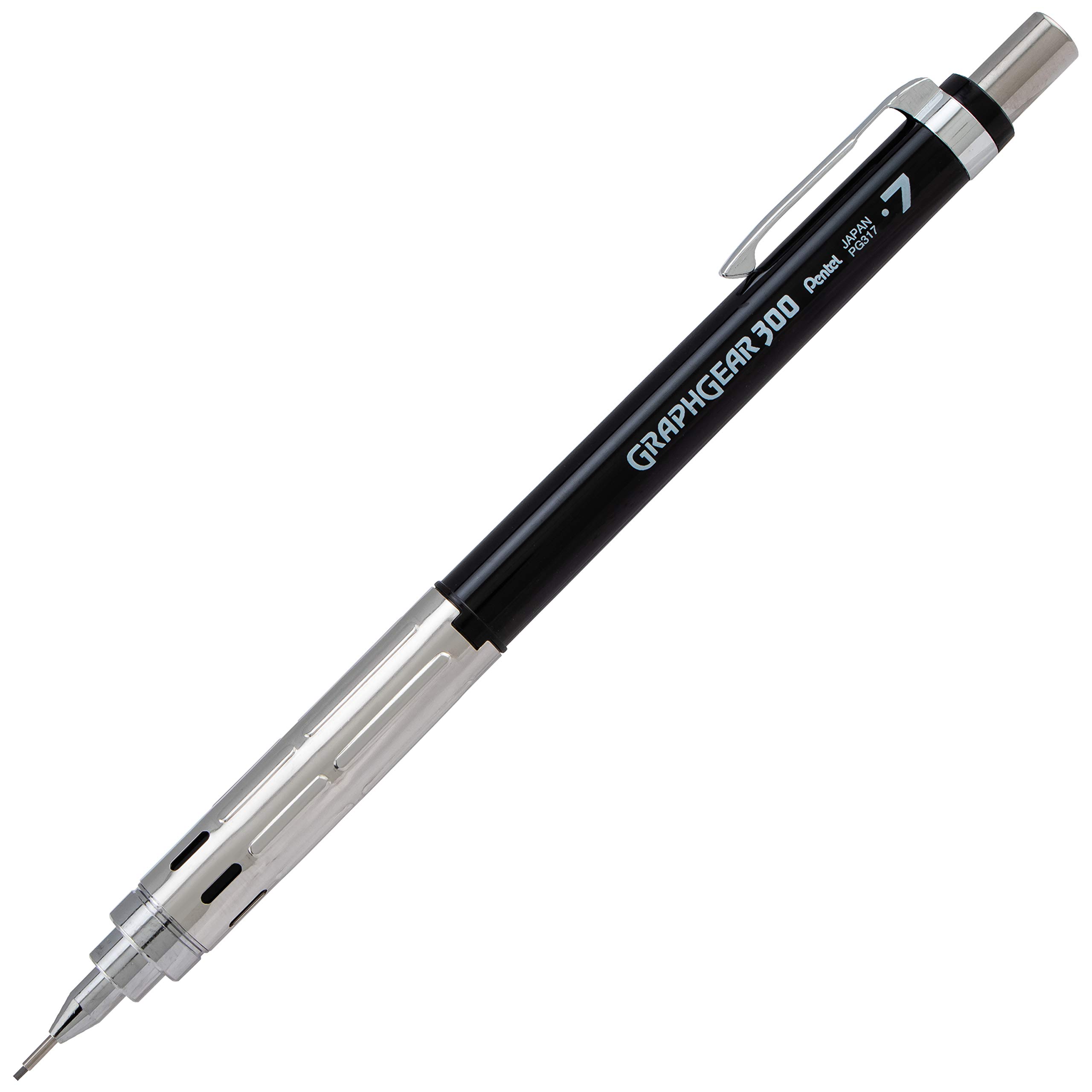 Pentel GraphGear 300 Porte-mines, boîte de 12 crayons, noir, 0,7 mm