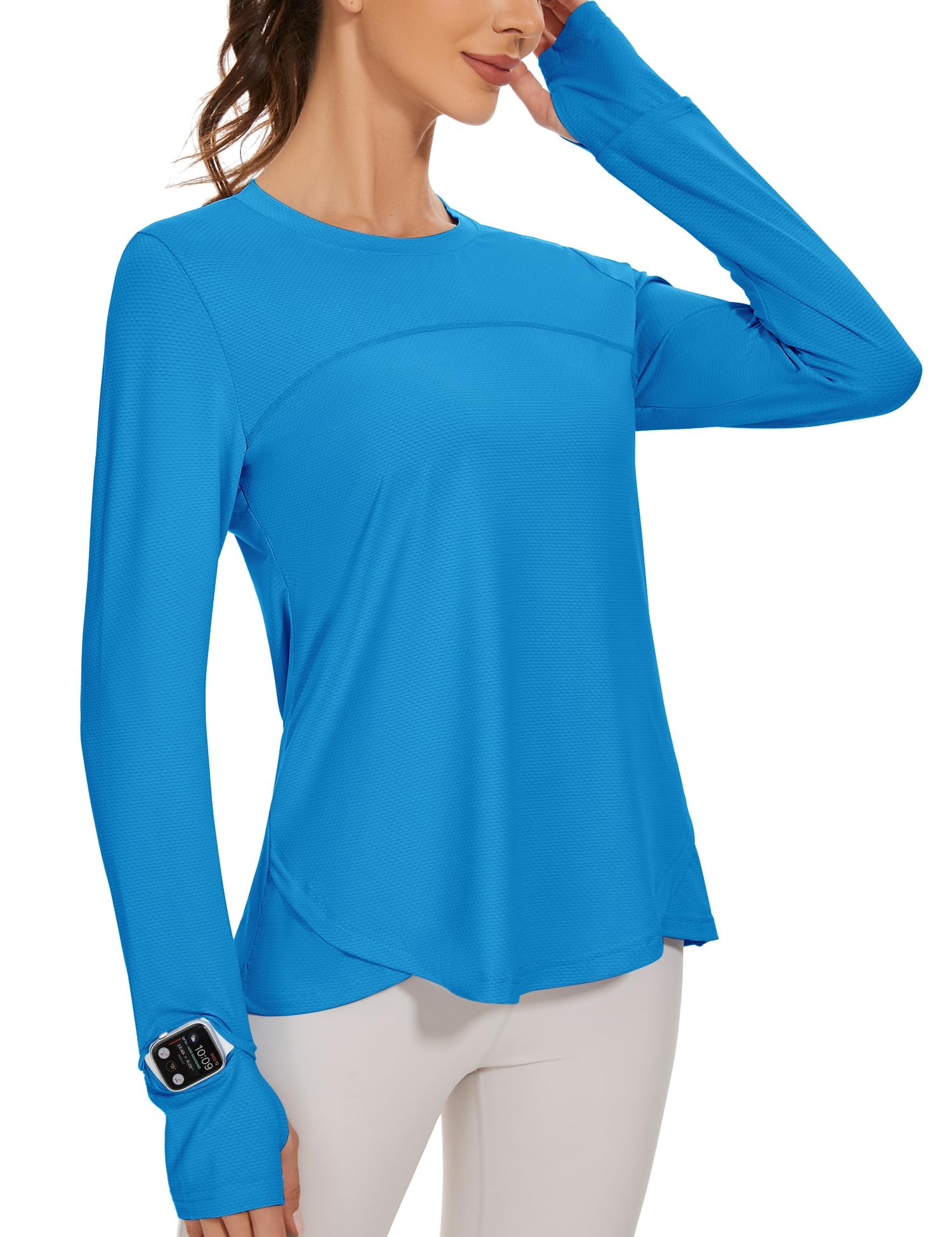 IECCP Sport Bluse Damen Langarm Activewear-T-Shirts UPF 50+ UV Schutz Sonnenschutz Langarmshirts Schlanke Passform Mit Daumenloch Rashguards Sportshirt
