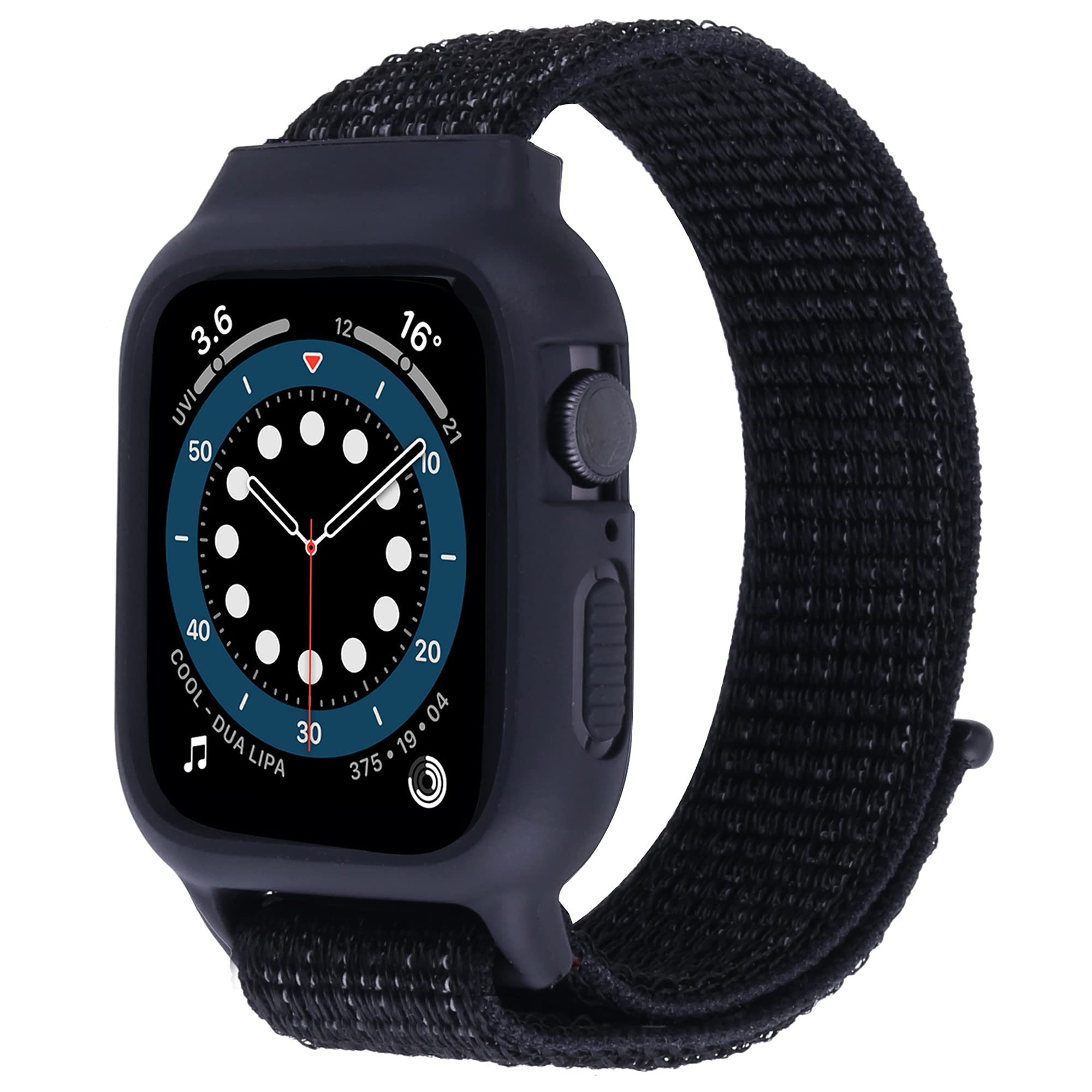 Nylon Bands Compatible with Apple Watch 44mm 42mm 40mm 38mm Band with Protective Bumper Case, Nylon Velcro Sport Soft Replacement Wristband Compatible for iWatch Series 6 5 4 3 2 1 SE