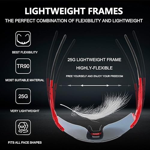 Vista 78 de OULAIQI Cycling Sunglasses Polarized Sunglasses for Cycling Men Women with 1 Lens or 3 Interchangeable Lens Baseball Glasses