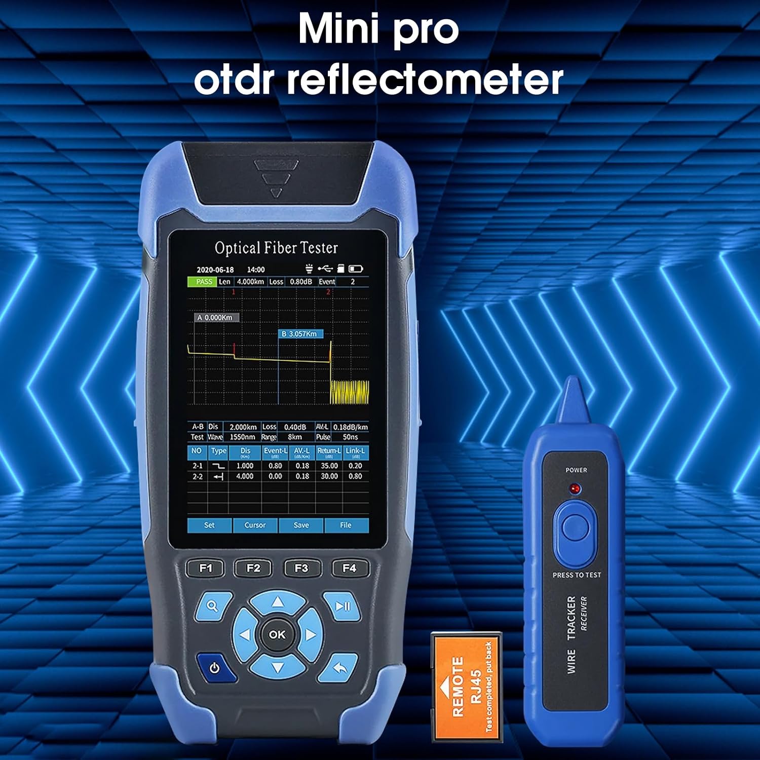Mini-Pro SM OTDR 1310/1550nm 24/22dB 3.5 inches Color Screen Test Rang 5m-60Km Optical Network Tester Built in OPM/OLS / RJ45 / VFL APC Connector