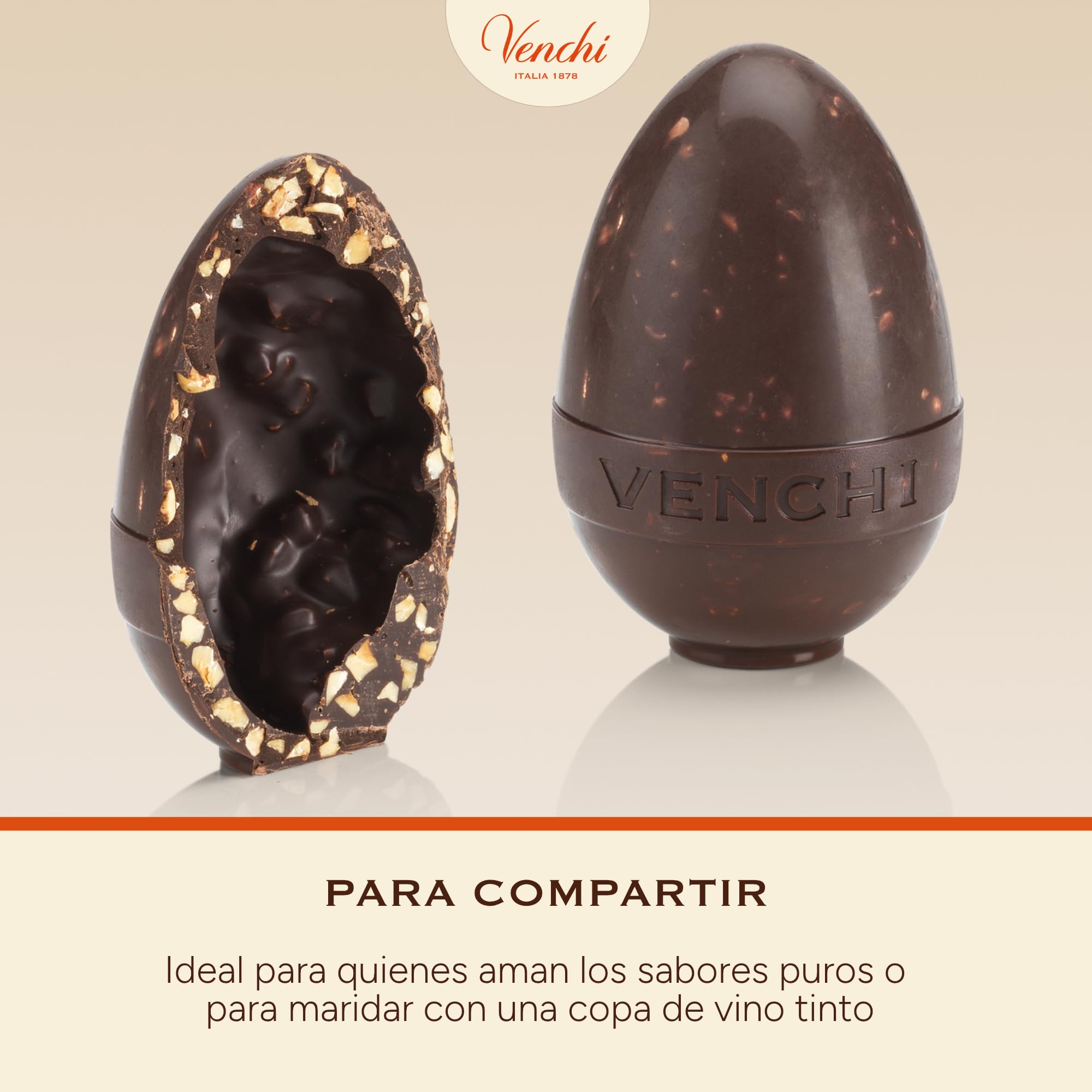 Venchi - Huevo de Chocolate Mignon con Avellanas Extra Negro 70%, 70 Gr, con Granillo Grueso de "Avellana Piamonte", Sin Gluten, Colección de Pascua Venchi, Idea de Regalo — view 6