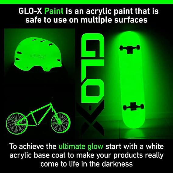 34 fl. oz Green Glow in the Dark Acrylic Paint (1 Litre) UV Reactive Fluorescent Paint for any Outdoor & Indoor Object, Walls, Crafts, Halloween Decorations