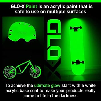 34 fl. oz Green Glow in the Dark Acrylic Paint (1 Litre) UV Reactive Fluorescent Paint for any Outdoor & Indoor Object, Walls, Crafts, Halloween Decorations