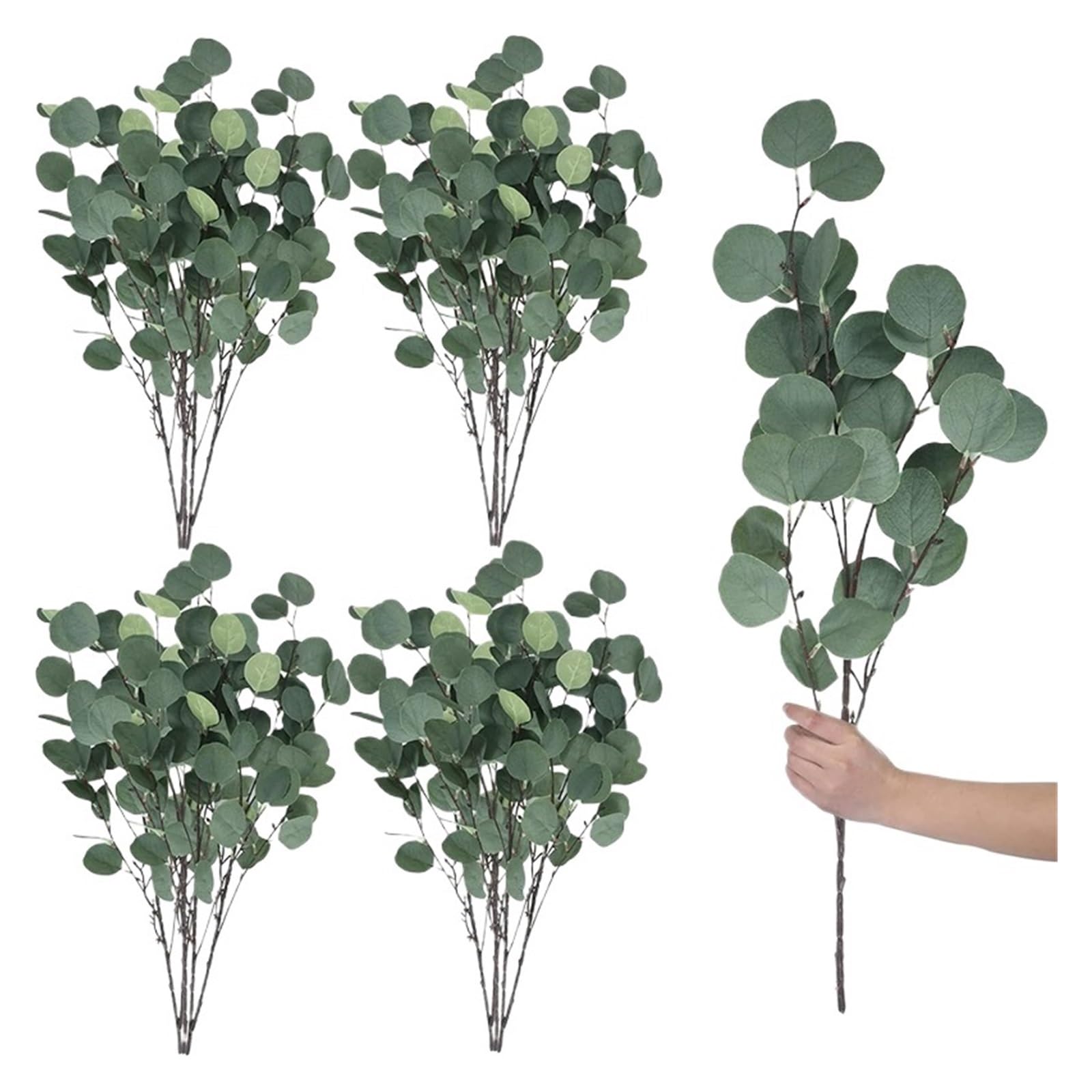 YGLEEULI Artificial Foliage Stems 5Pcs Eucalyptus Artificial Plant Bouquet Green Branche Stem for Home Decor Garden Wedding Party Decoration Outdoor Ornament