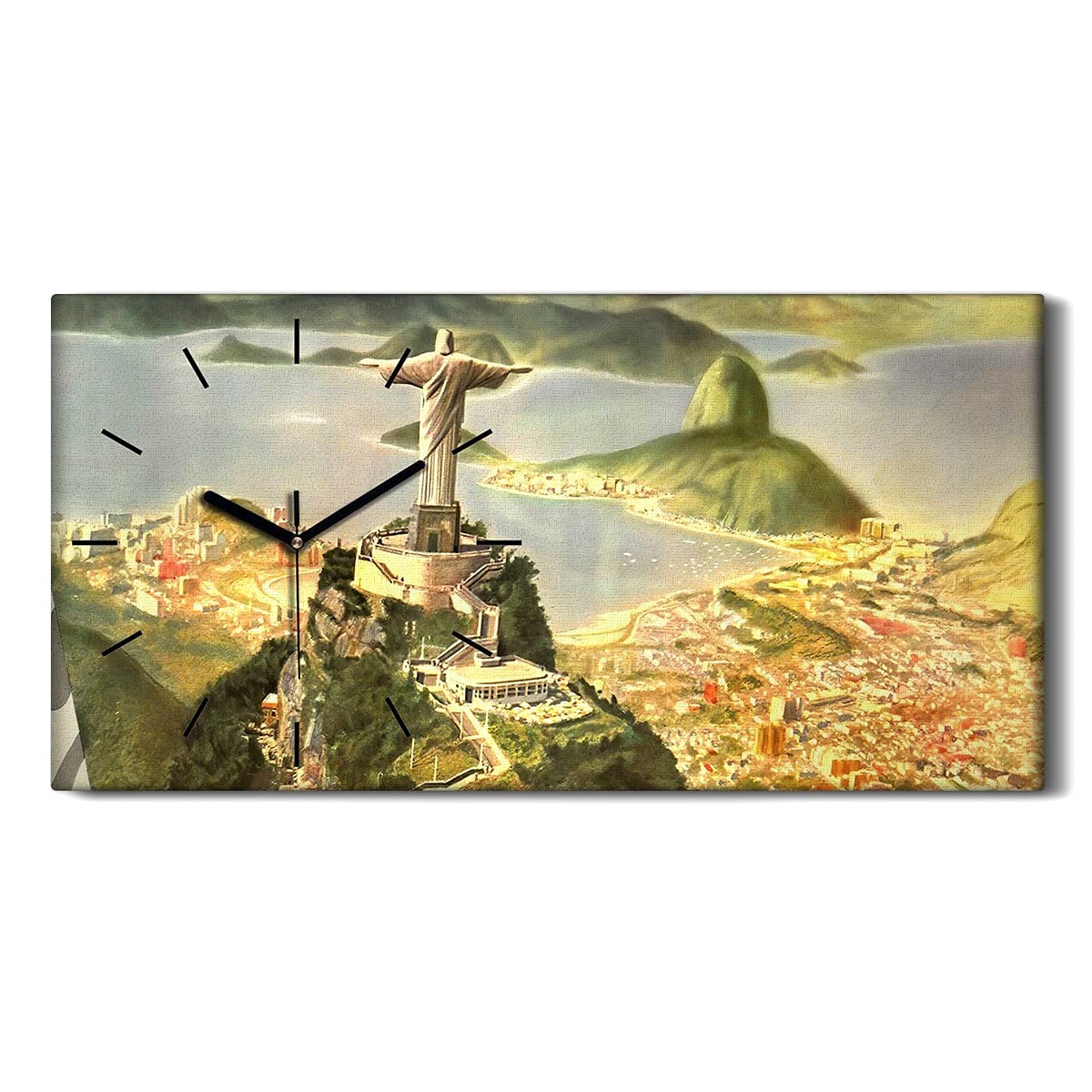 Horloge sur Toile Mains Noires Design Moderne - Art Mural Rio 60x30cm
