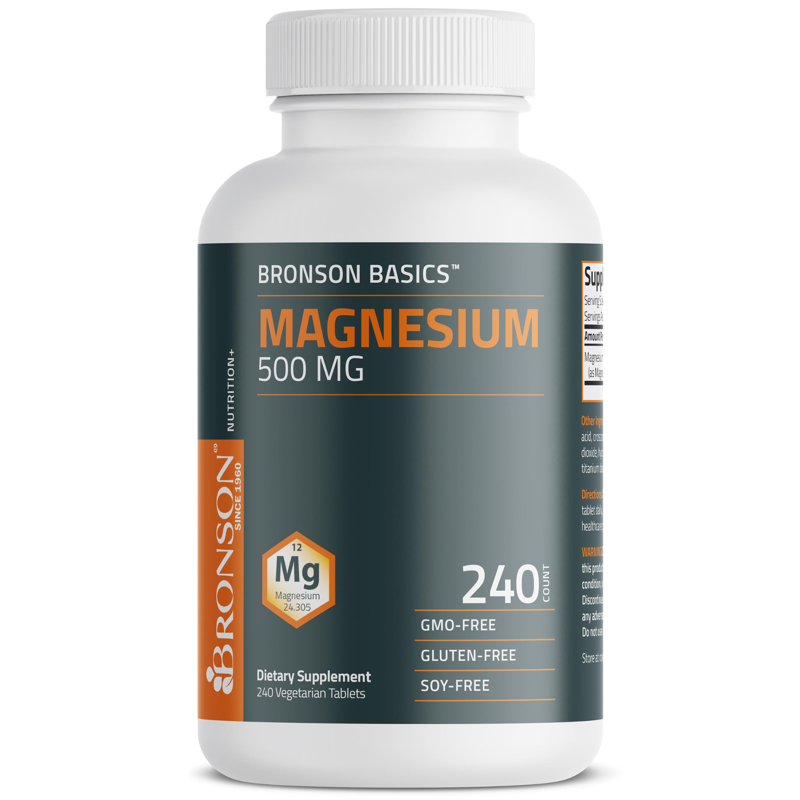 Bronson Magnesium 500 mg as Magnesium Oxide, 240 Vegetarian Tablets — Amazon image 5