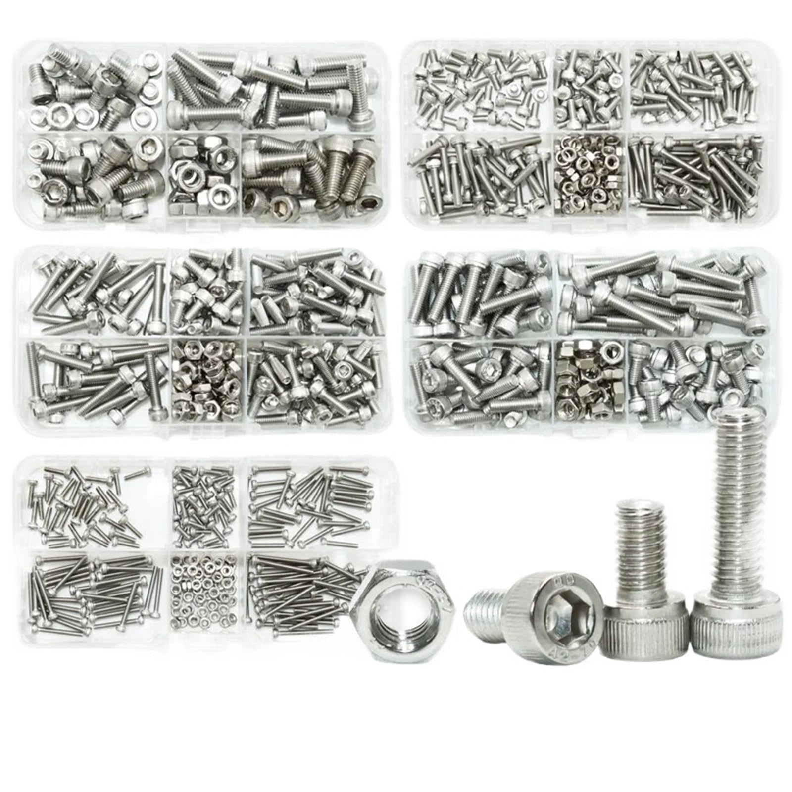 Juego de tornillos cabeza hexagonal M2 .5 M3 M4 M5 M6 M8 304 taza dientes completa acero inoxidable tornillo Allen máquina for tuercas para Electrónica(Screws M2.5-M8)