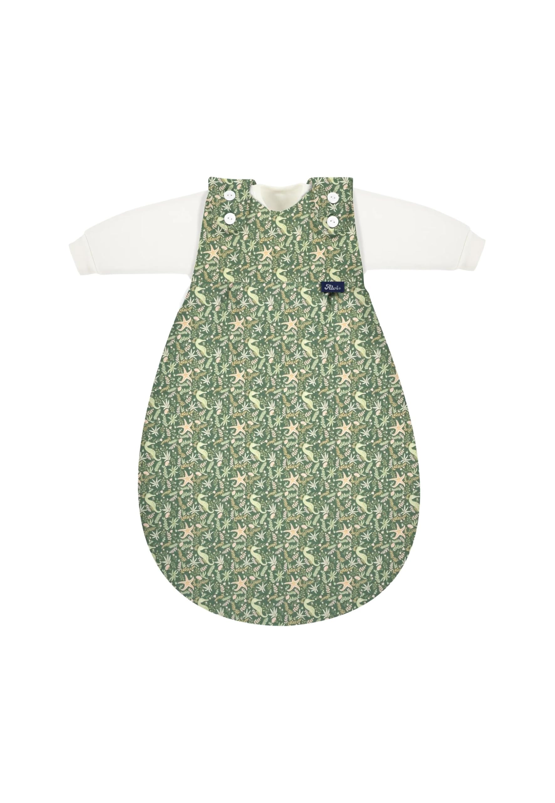 Alvi Baby-Mäxchen 3-teilig Bio-Baumwolle Baby Schlafsack Set, 2.5 TOG, Sommer- und Winterschlafsack, mitwachsendes Schlafsystem aus Baumwolle Underwater World - Grün