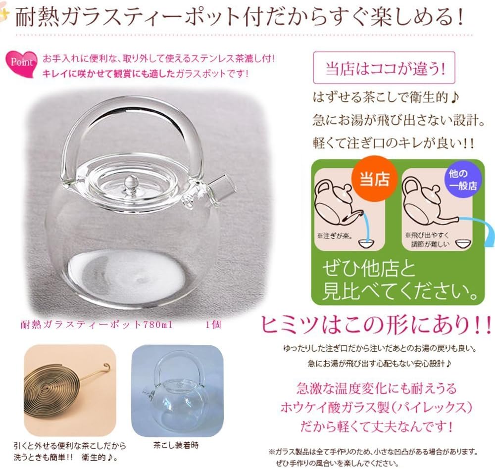 Amazon Co Jp 日本限定 Nature Park 耐熱ガラス ティーポット 北欧 ガラス急須 紅茶 花茶 工芸茶 フルーツティー ハーブティー ポット 780ml 無色透明 ホーム キッチン