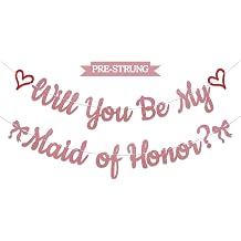 Will You Be My Maid Of Honor? Will You Be My Bridesmaid Bunting Sign, Maid of Honor Proposal Decor Rose Gold Glitter