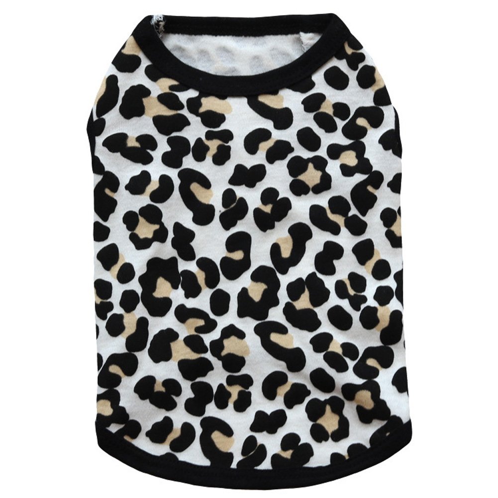 Harikaji Pet Clothes, Leopard Print T-Shirt Puppy Cat Cotton Vest Clothing Apparel Spring Summer Breathable Sleeveless Harness Costumes for Small Dogs