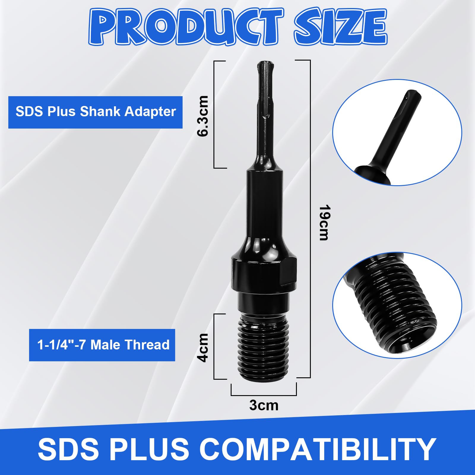 Adaptateur SDS-Plus à 1-1-/4-7unc en Acier Adaptateur SDS Plus pour Carotteuse Adaptateur 1 1/4" UNC vers SDS