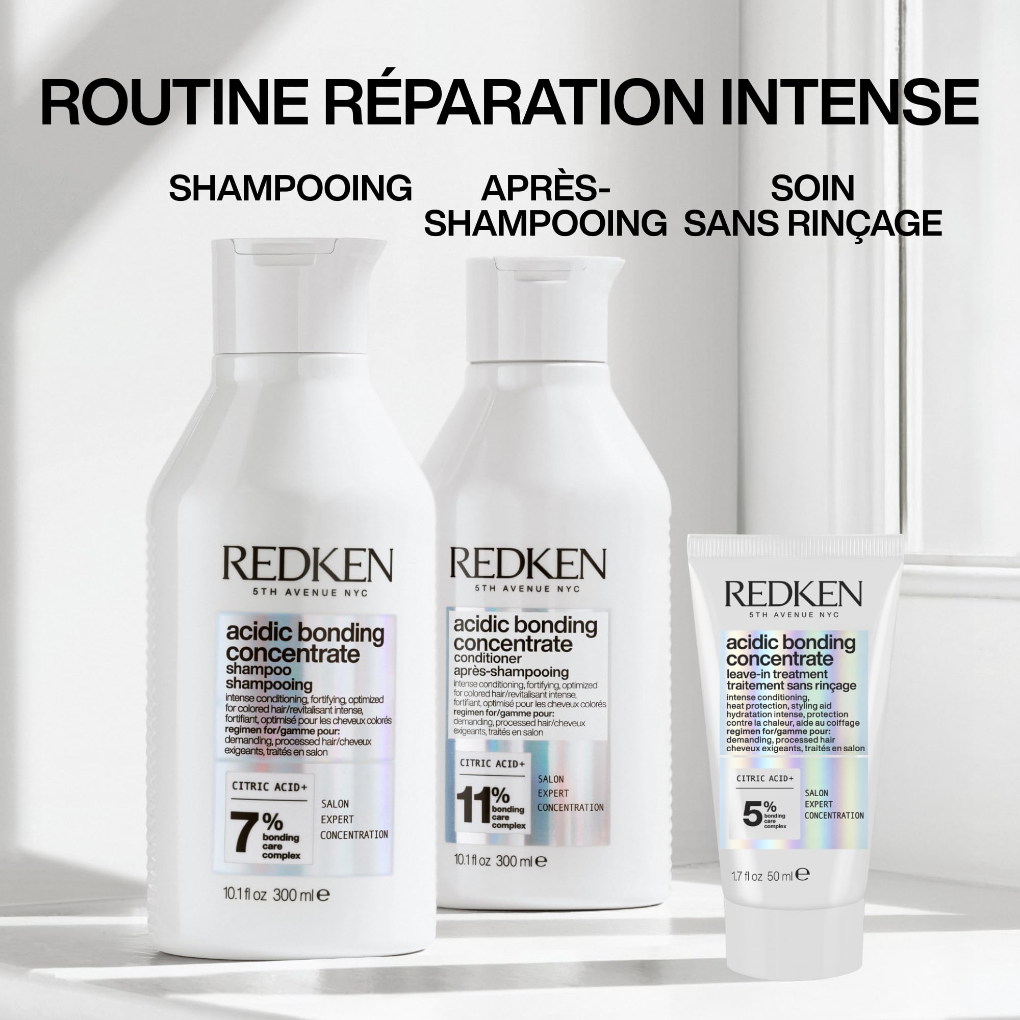 REDKEN - Soin Sans Rinçage Réparateur & Thermo-Protecteur pour Cheveux Abîmés à Très Abîmés - Transformation Capillaire Immédiate - Soin Bonding À L’Acide Citrique - Acidic Bonding Concentrate