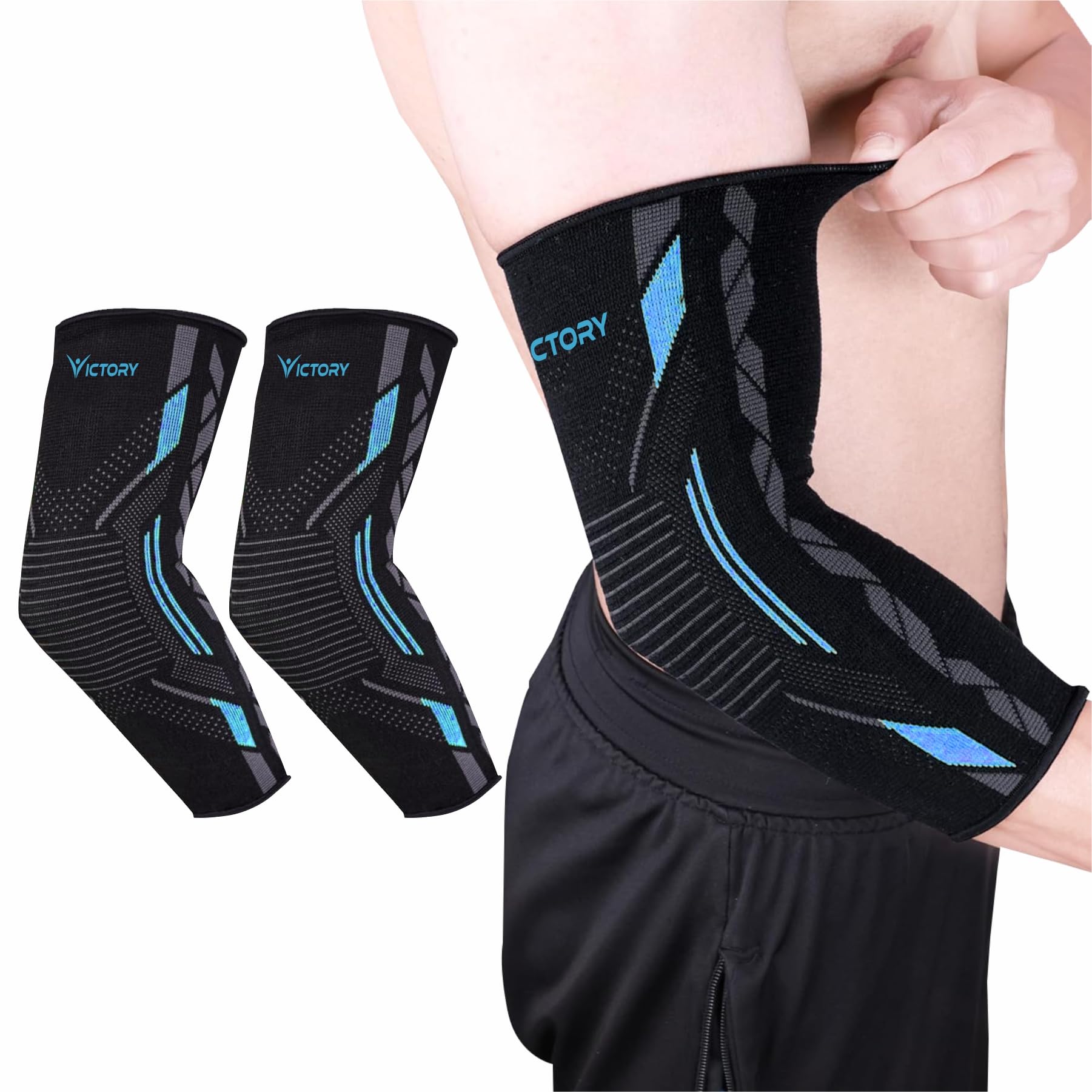 Victory Elbow Support for Joint Stability and Pain Relief | Breathable, Lightweight Design for Sports, Arthritis, Workouts, and Exercise Nylon Support (L)-image-15