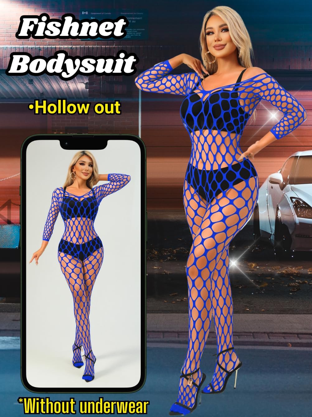 Exotic Fishnet Bodystocking, Rave Glow Outfits, One Size, Sheer Mesh Dancewear Sexy Jumpsuit Plus Wear Dancer - Image 2