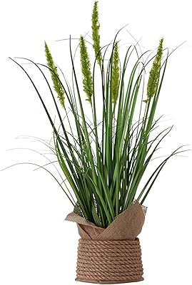 Amazon 人工観葉植物 23 6 家の装飾のための背の高い人工植物屋内の自然の大きな顔の偽の鉢植えの植物の植物の植物の装飾的なウサギの尾の草の贈り物 緑 人工鉢植え 人工観葉植物 オンライン通販