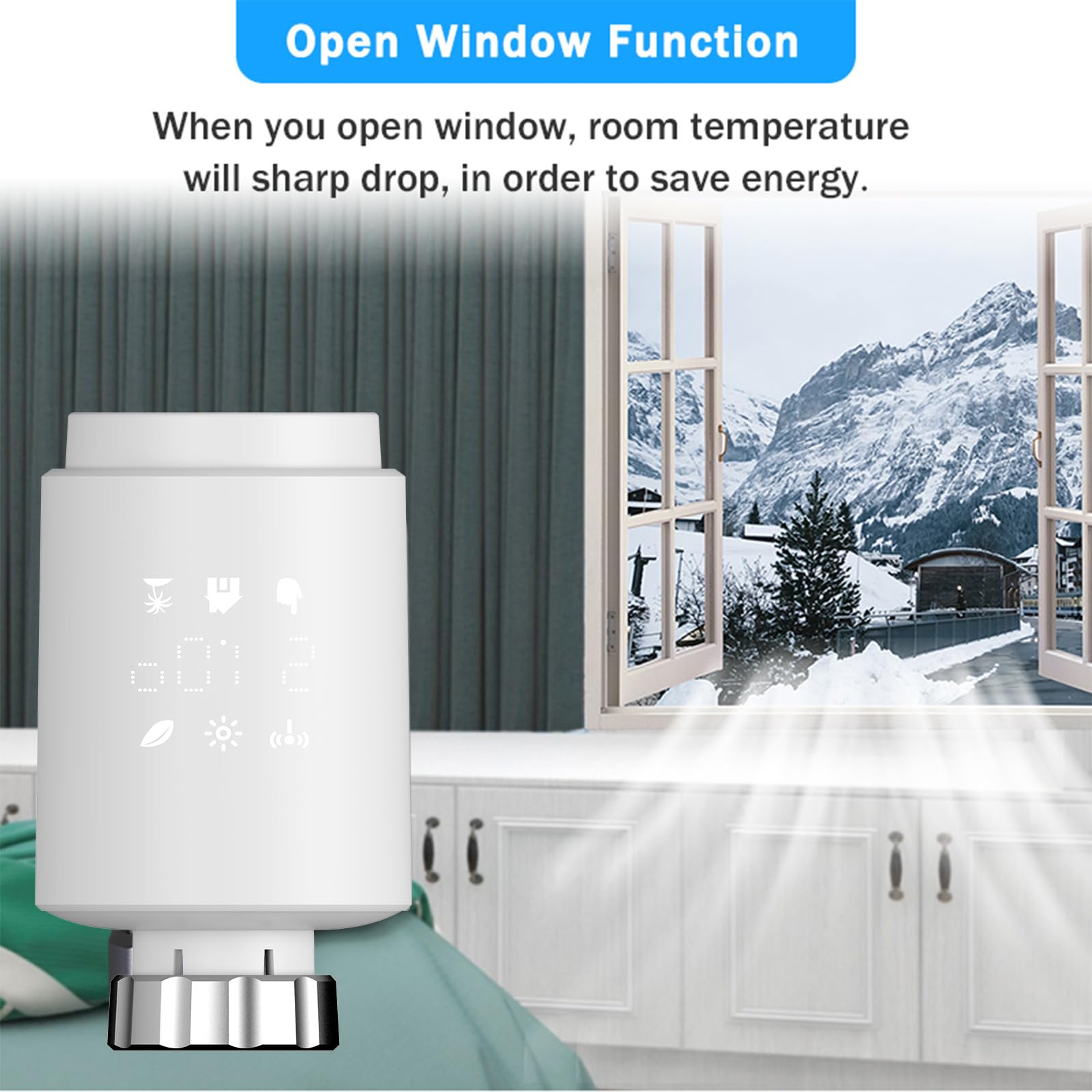Válvula Termostática Radiador WiFi Sin Puerta de Enlace Alexa Google Home