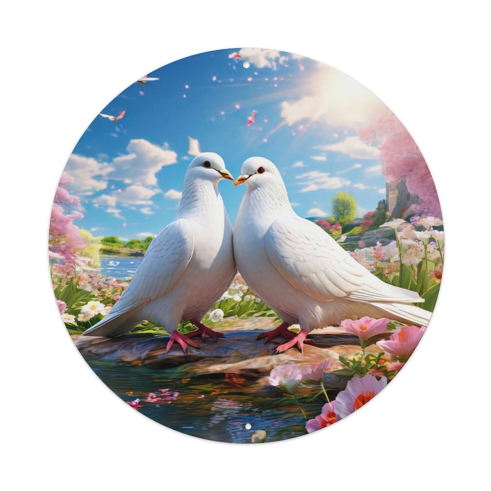 Animal Two Pigeons Artwork Metal Tin Sign