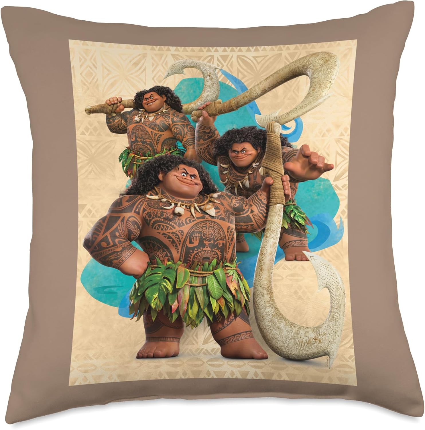 Disney Moana 2 Maui with Fish Hook Heroic Pose Trio Throw Pillow