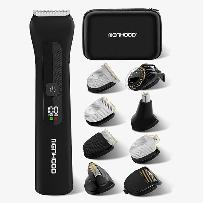 MENHOOD 13 in 1 True Multi Groomer for Men | Proprietary Skin Protection Technology All-in-One Trimmer | Waterproof IPX7 | 240 Min Runtime | Full Body Grooming Kit Beard, Body & Pubic Hair | Grooming Trimmer Ultimate (5.0)