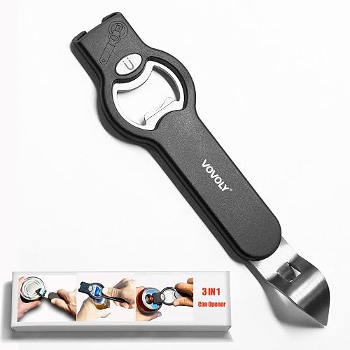 Vovoly 3-in-1 Magnetic Bottle & Can Opener, Black
