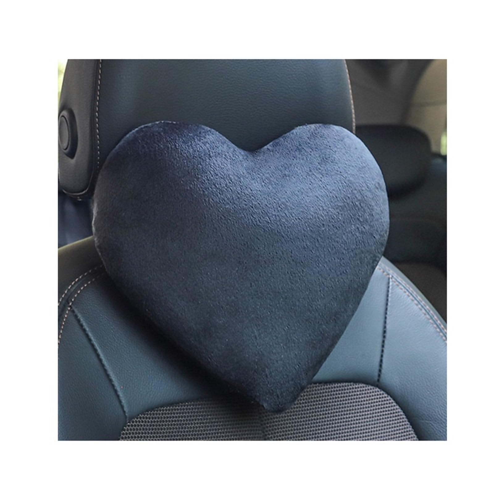 ATUMY Car Seat Pillow Heart-Shaped Car Headrest Pillow Soft Plush Neck Support Cushion for Vehicle Seat Interior Decor Car Headrest(Black 1pc)