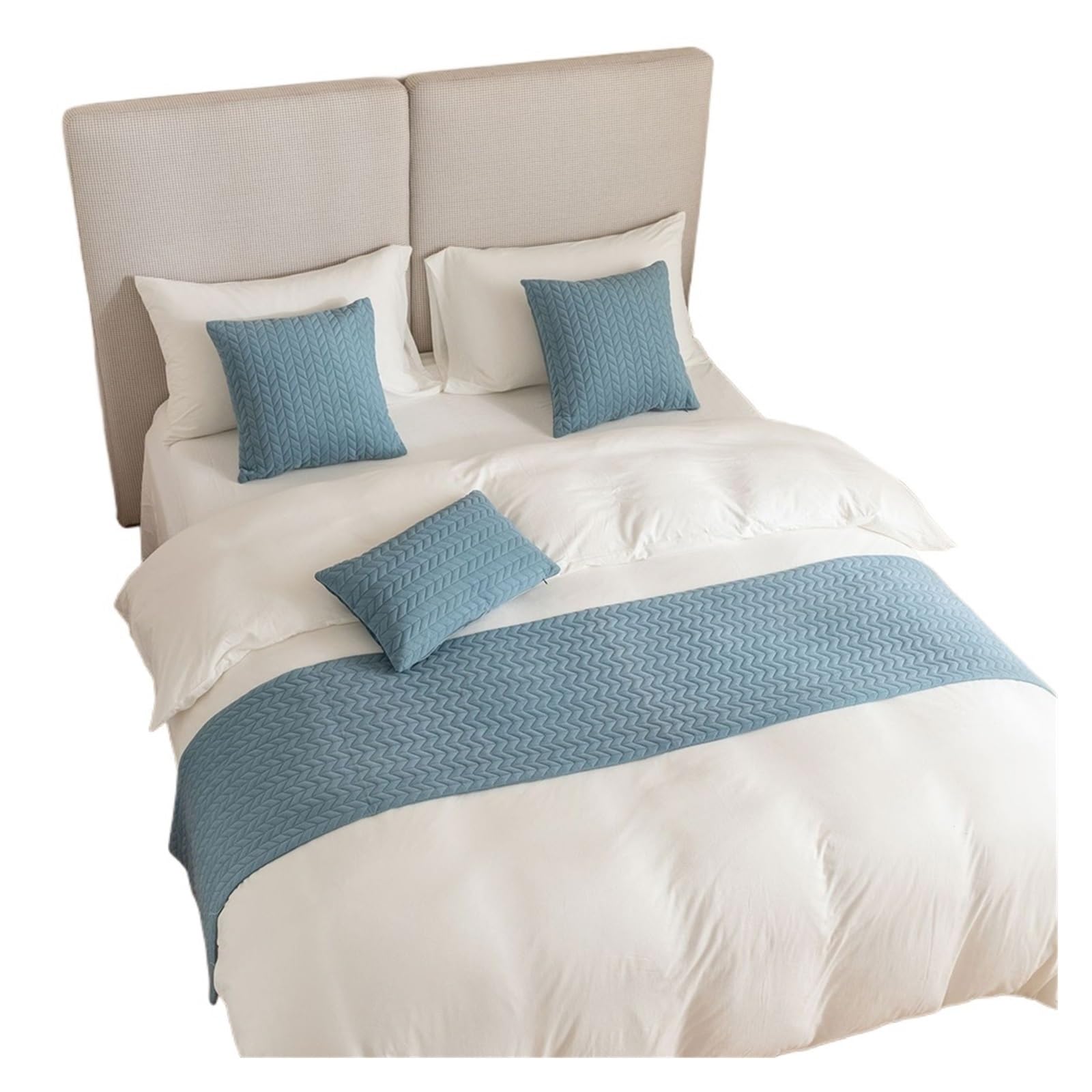 SHENJMAI Bed Runner Velvet Bed Runner Wheat Pattern Design Hotel Bedroom Decor Runners Solid Color Tail Towel Pillowcase Home Flag(Light blue,45x210cm bed runner)