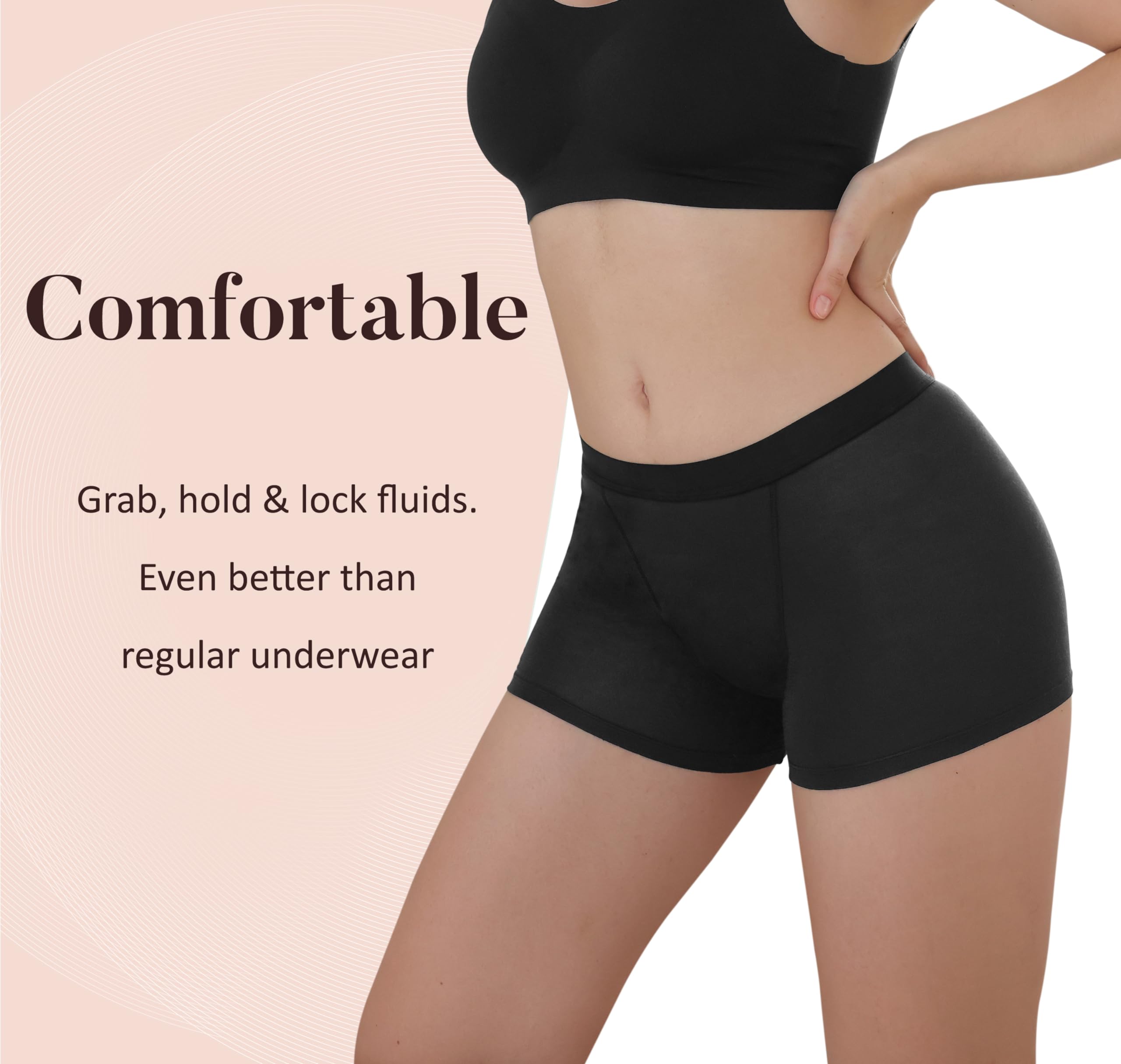 AIRCUTE Waschbare Boxershorts für Damen, Unterwäsche, atmungsaktiv, schützend, für Jungen, 57 g, 3 Stück