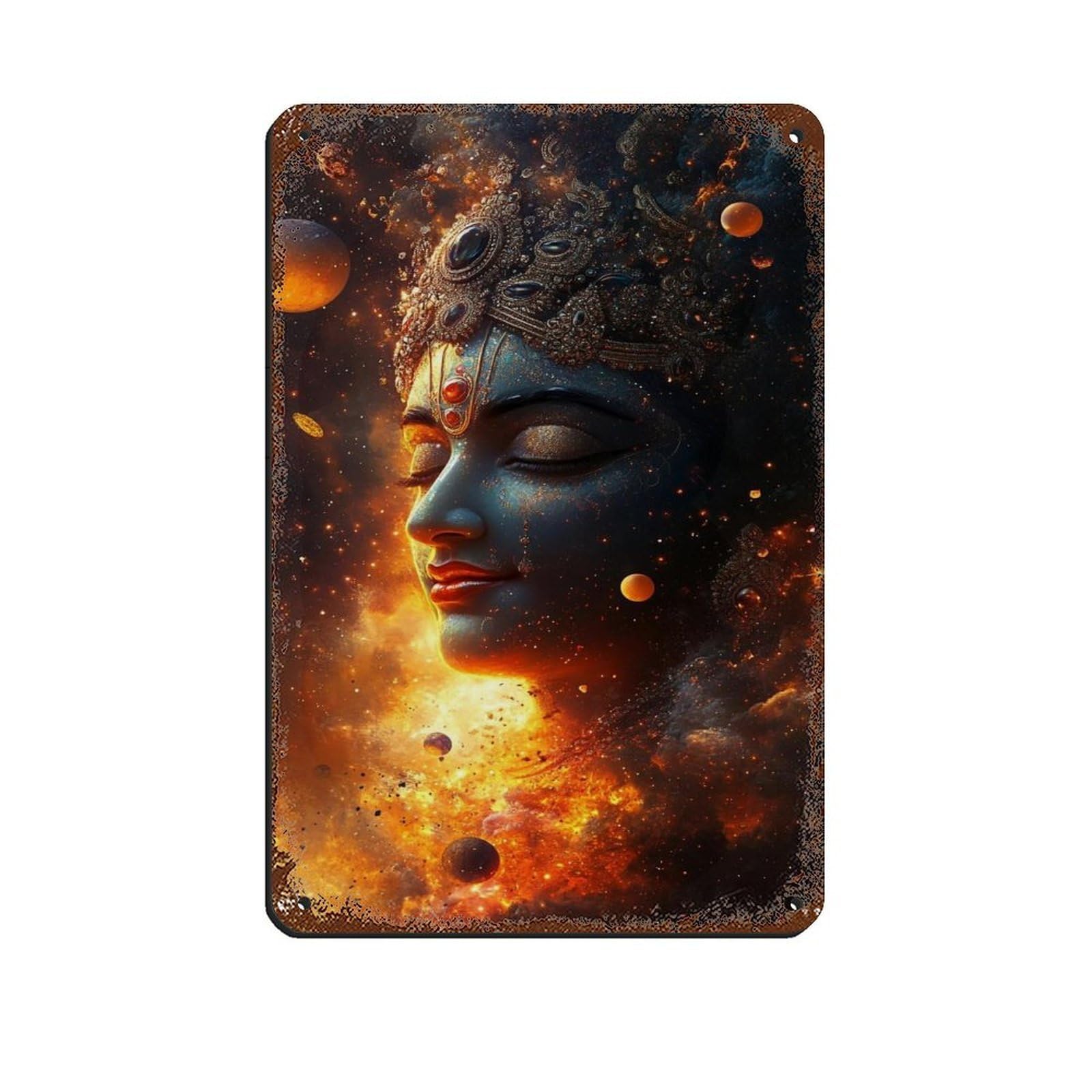 Cosmic Krishna– Divine Universe Art Tin Sign Vintage Metal Pub Club Cafe Bar Home Wall Art Decoration Poster Retro 8x12inch(20x30cm)